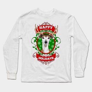 Christmas Happy Holidays Puppy Reindeer Antlers Long Sleeve T-Shirt